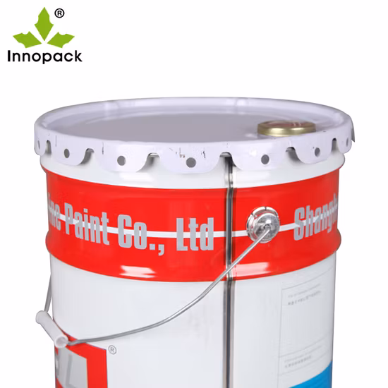 Balde de metal para pintura de 5 galões, tambor de metal de lata de 20L com tampa de flor