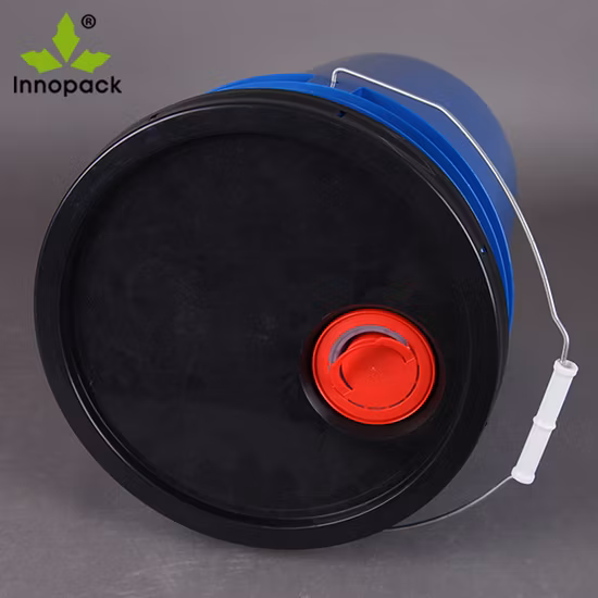 Balde de plástico azul branco de grau alimentício de 20 litros e 5 galões por atacado com tampa